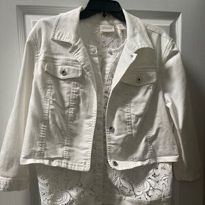 White Denim and Lace Jacket by Chicos - size 2 (10-12)